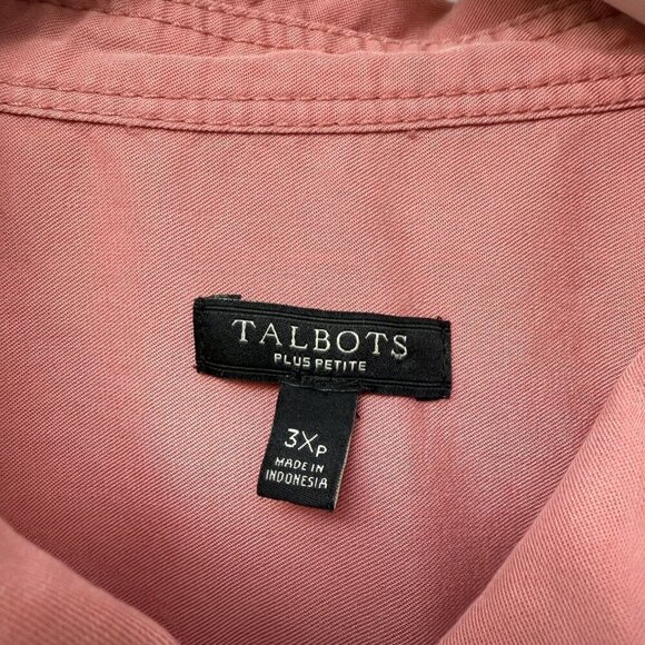 Talbots Womens Top Plus Size 3X Petite Pink Distressed Button Up Shirt Lyocell - Picture 5 of 10